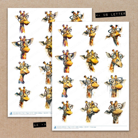 Giraffe Big Glasses Fussy Cut Sheets (DDD010075)