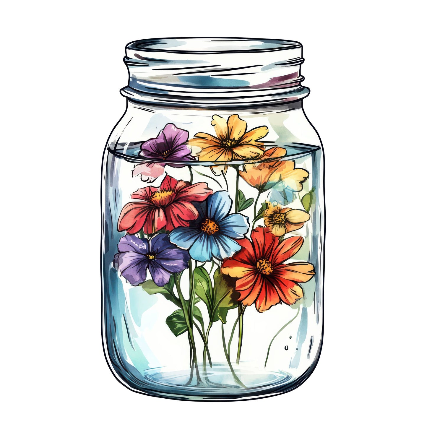 Glass Jar with Garden Flowers Fussy Cut Sheets (DDD010090)