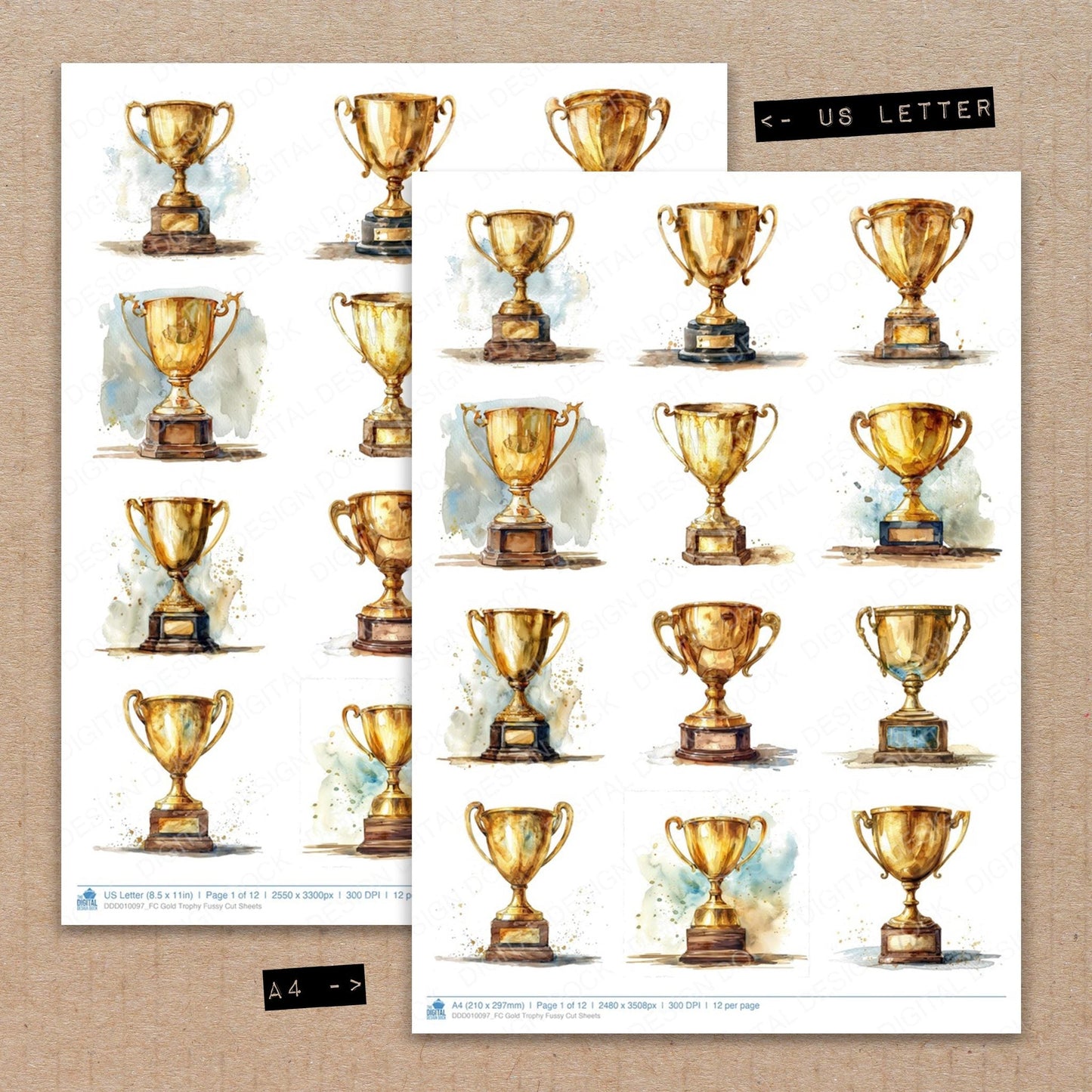 Gold Trophy Fussy Cut Sheets (DDD010097)