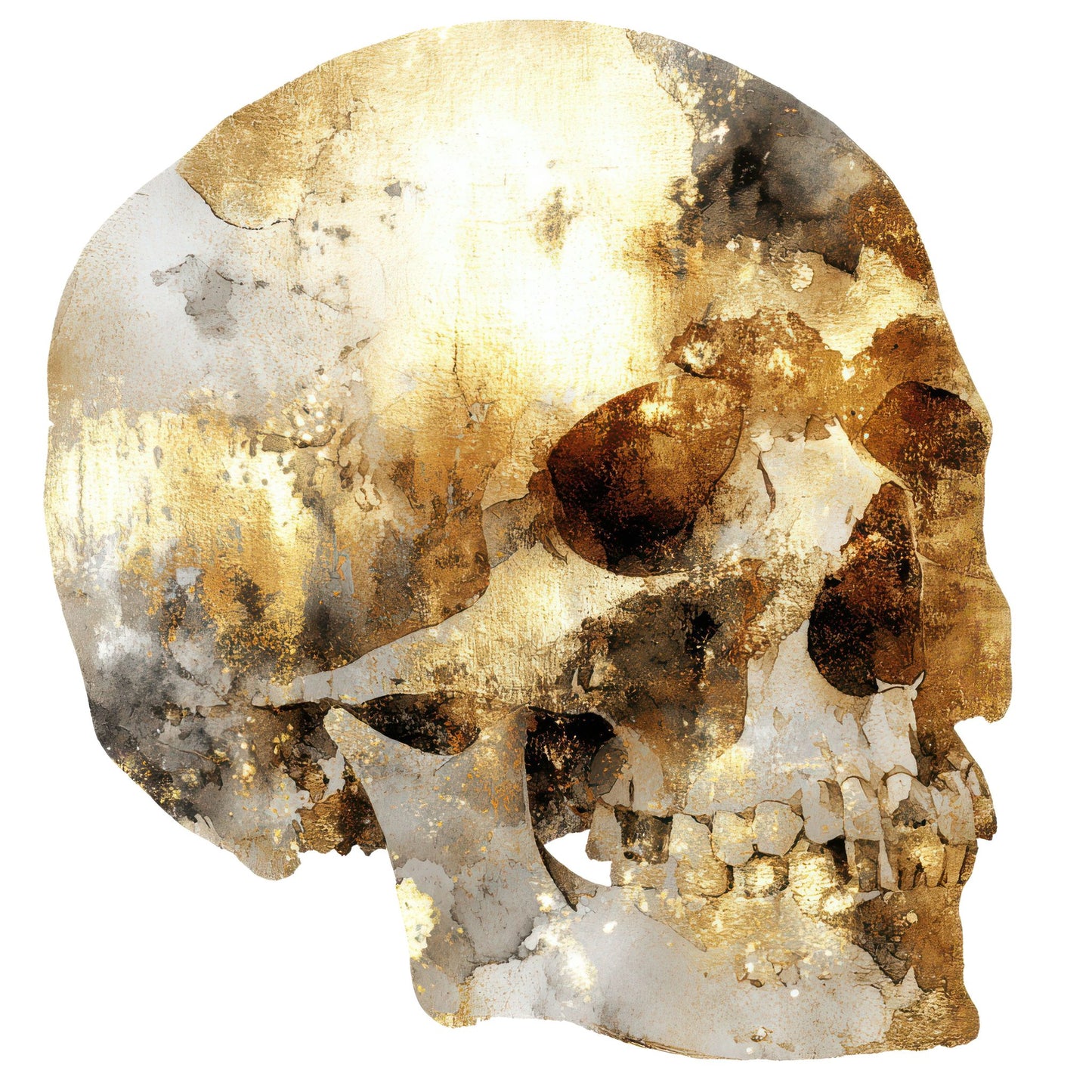 Golden Watercolour Skull Fussy Cut Sheets (DDD010102)