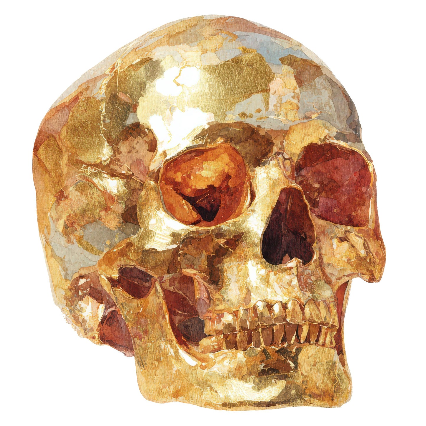 Golden Watercolour Skull Fussy Cut Sheets (DDD010102)