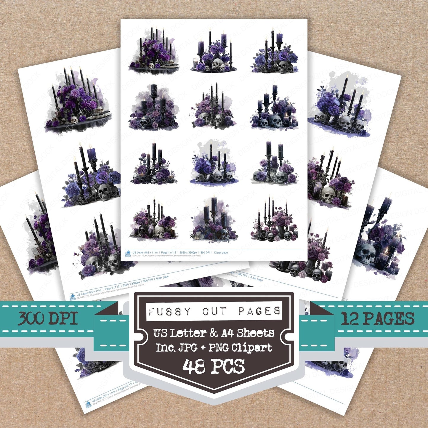 Gothic Candle Halloween Centrepiece Fussy Cut Sheets (DDD010112)