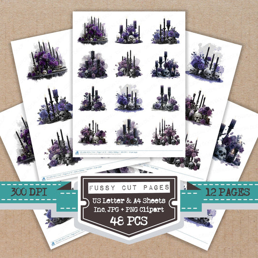 Gothic Candle Halloween Centrepiece Fussy Cut Sheets (DDD010112)