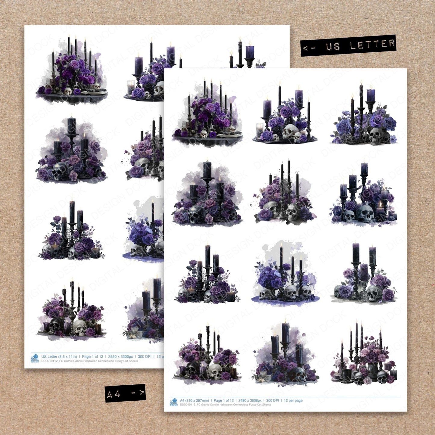 Gothic Candle Halloween Centrepiece Fussy Cut Sheets (DDD010112)