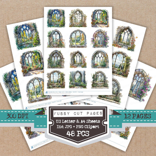 Gothic English Church Window Fussy Cut Sheets (DDD010115)