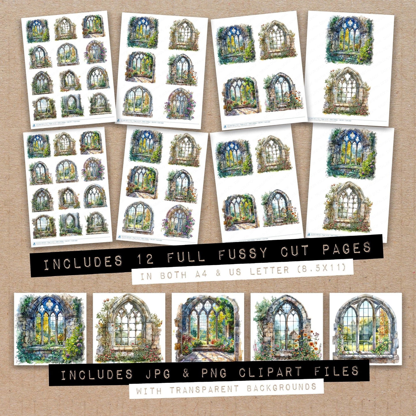 Gothic English Church Window Fussy Cut Sheets (DDD010115)