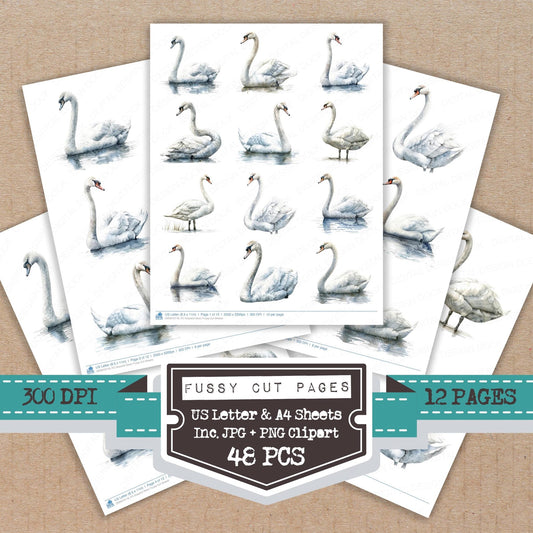 Graceful Swan Fussy Cut Sheets (DDD010119)