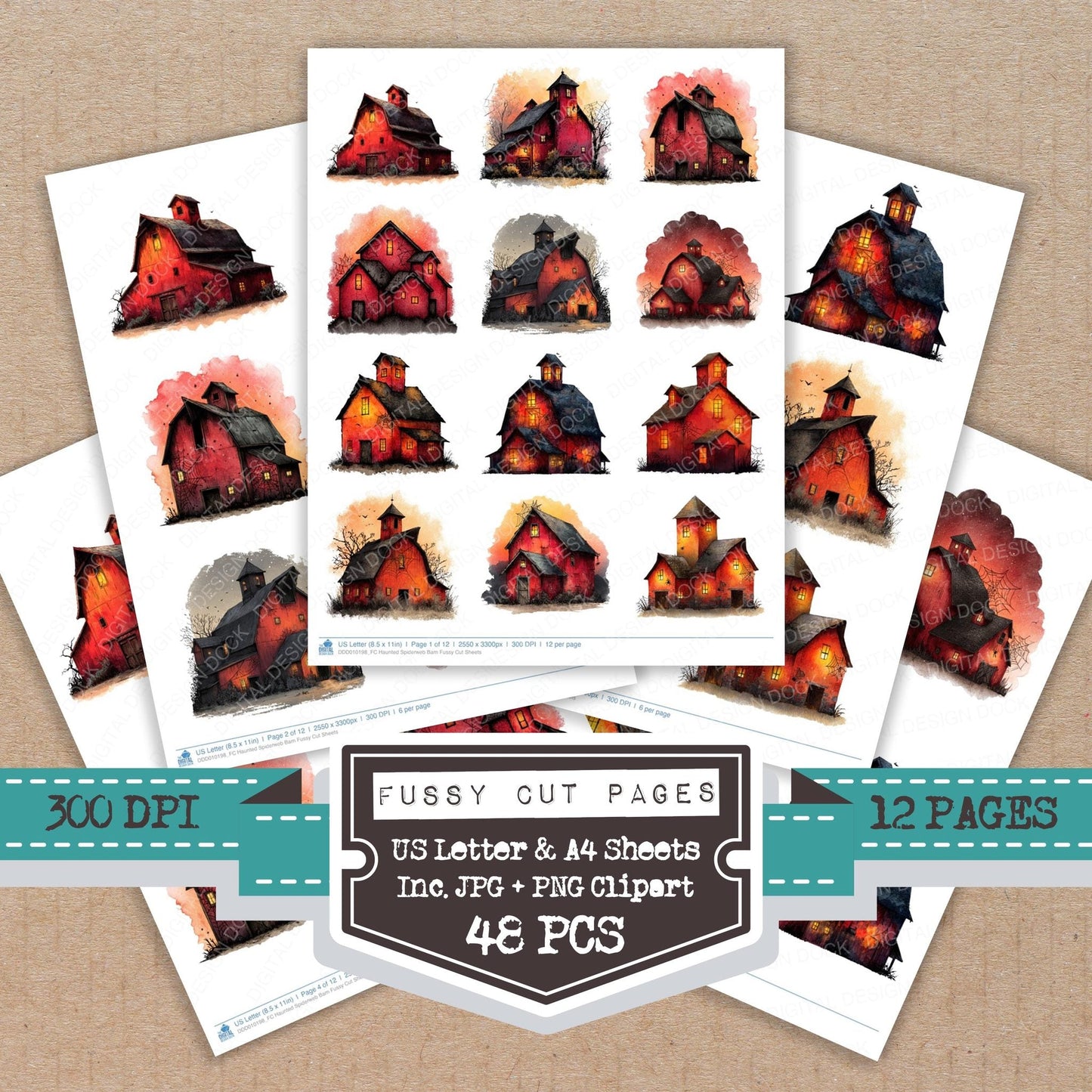 Haunted Spiderweb Barn Fussy Cut Sheets (DDD010198)