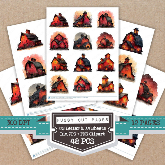 Haunted Spiderweb Barn Fussy Cut Sheets (DDD010198)