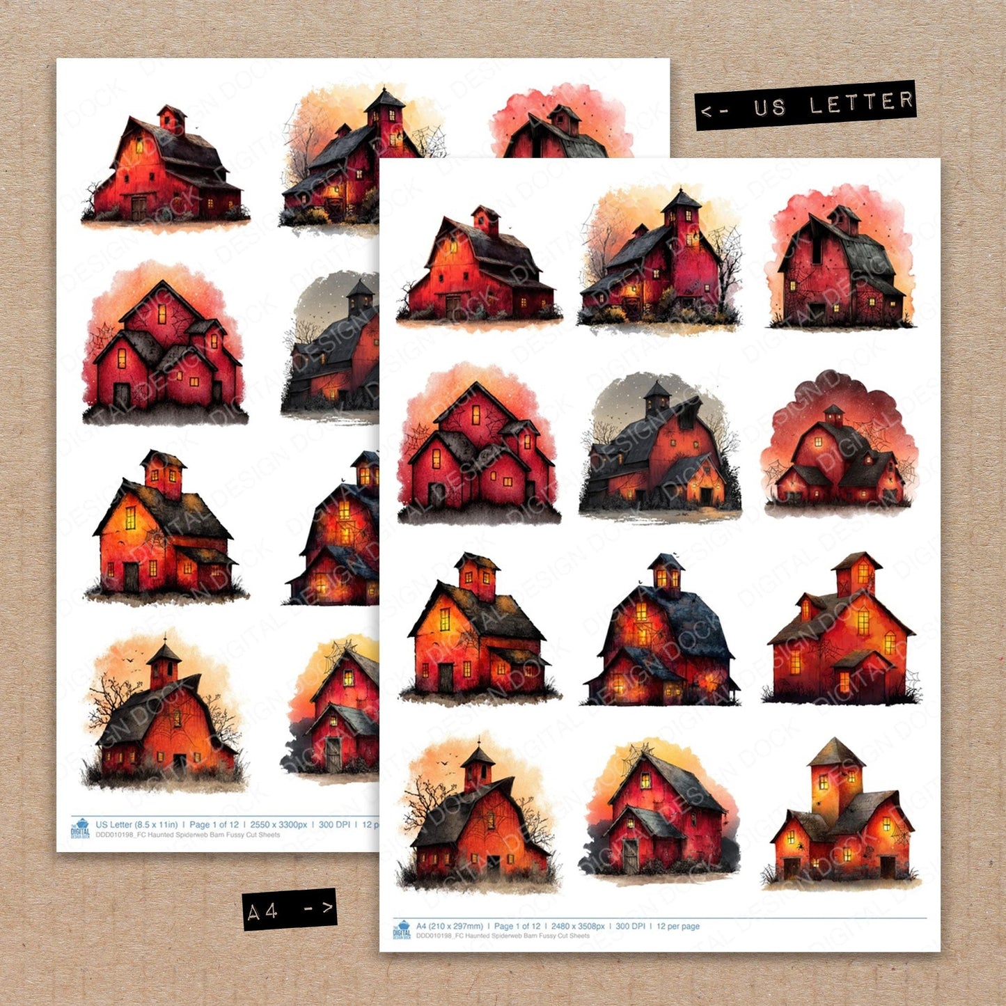 Haunted Spiderweb Barn Fussy Cut Sheets (DDD010198)