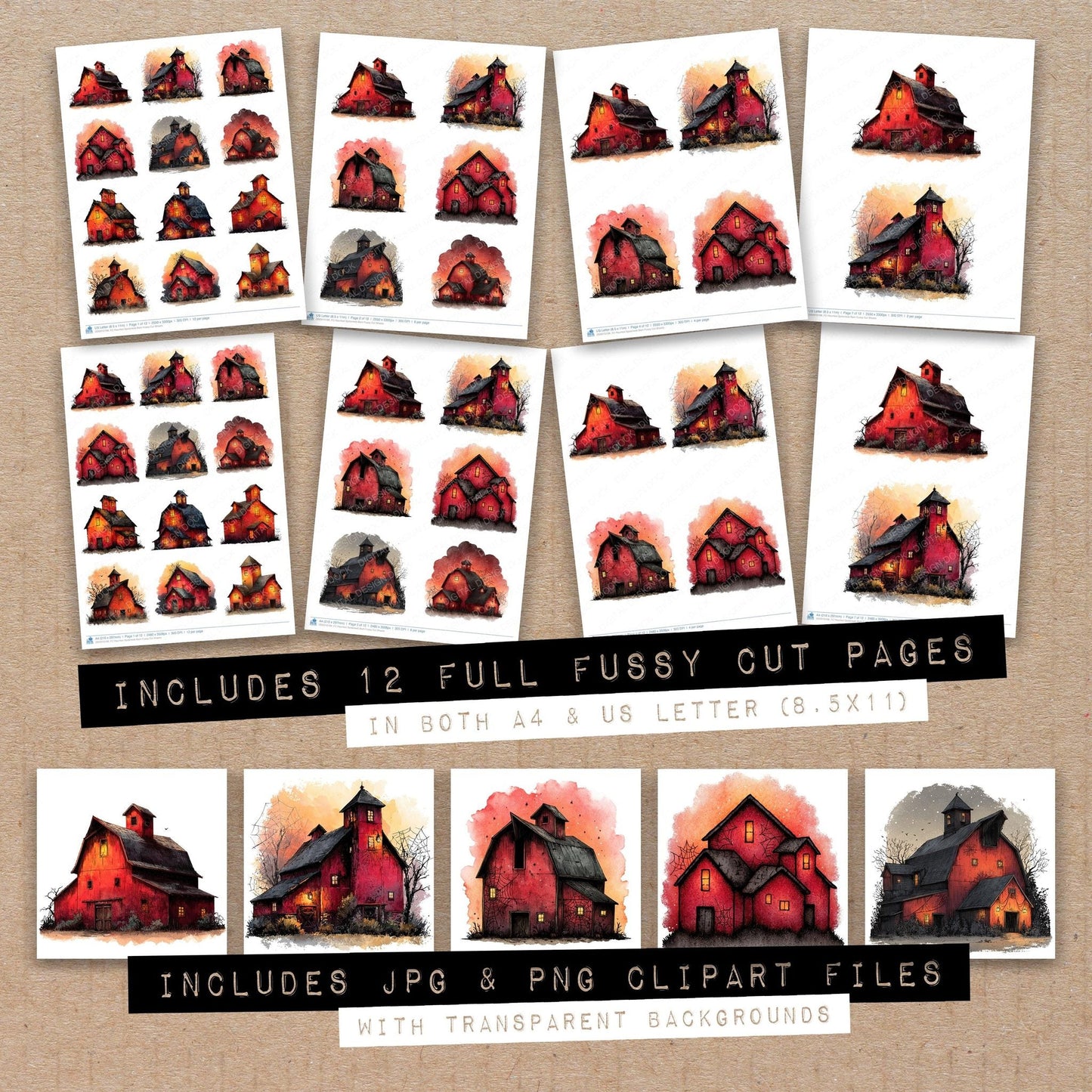 Haunted Spiderweb Barn Fussy Cut Sheets (DDD010198)