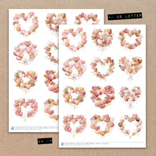 Heart Balloon Wreath Fussy Cut Sheets (DDD010200)