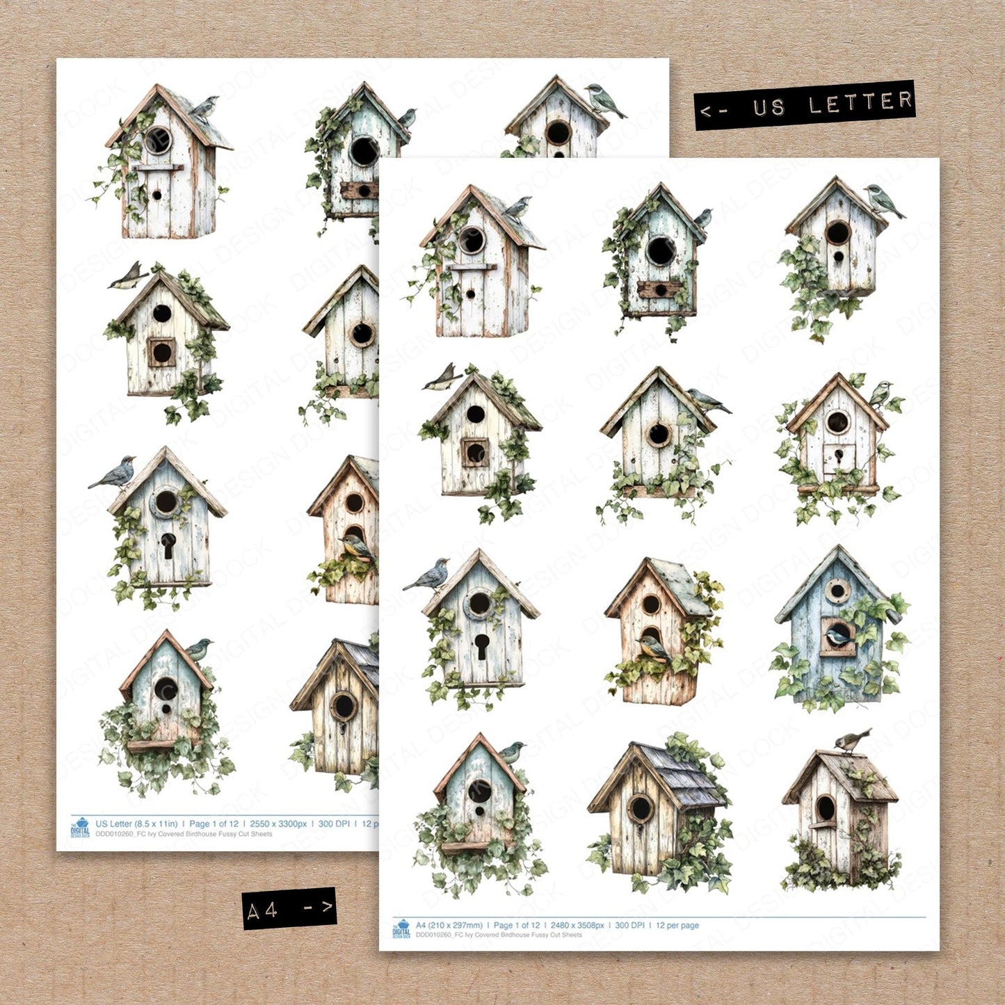 Ivy Covered Birdhouse Fussy Cut Sheets (DDD010260)