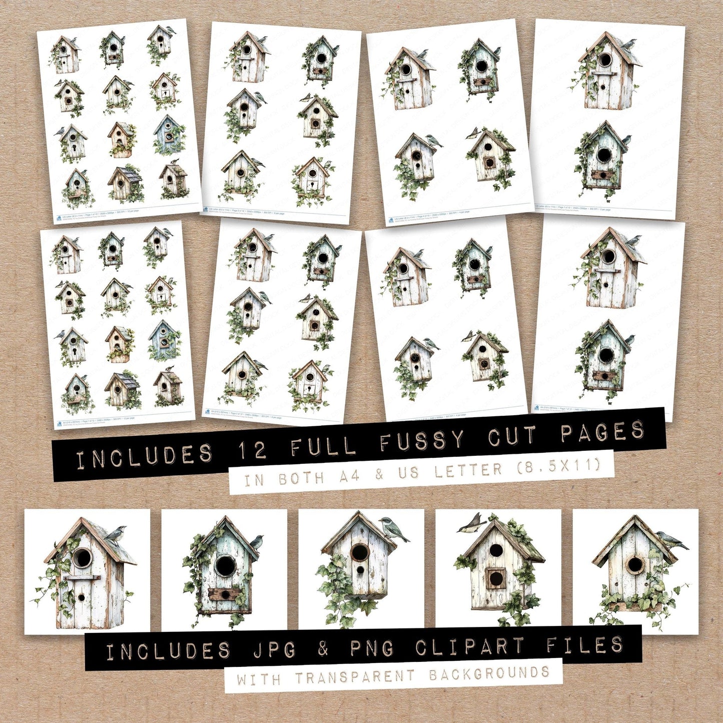 Ivy Covered Birdhouse Fussy Cut Sheets (DDD010260)