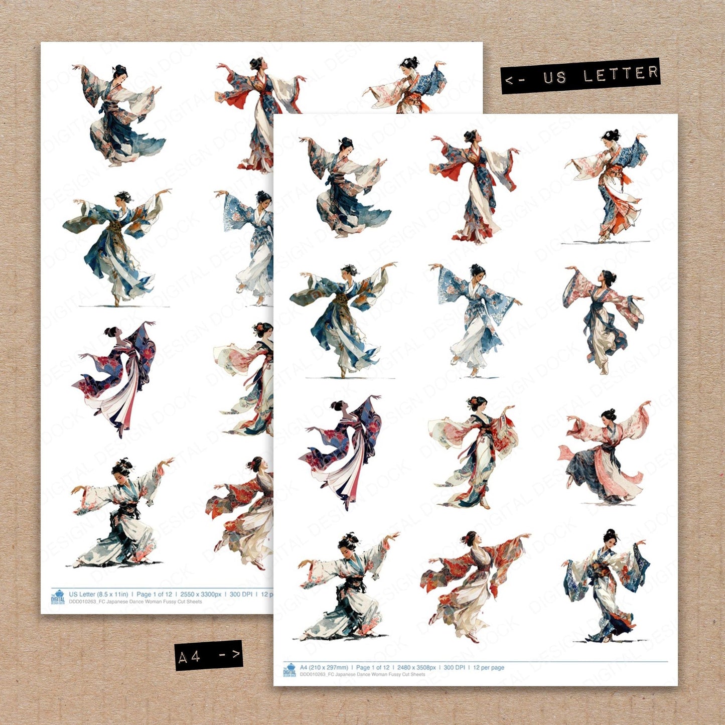 Japanese Dance Woman Fussy Cut Sheets (DDD010263)