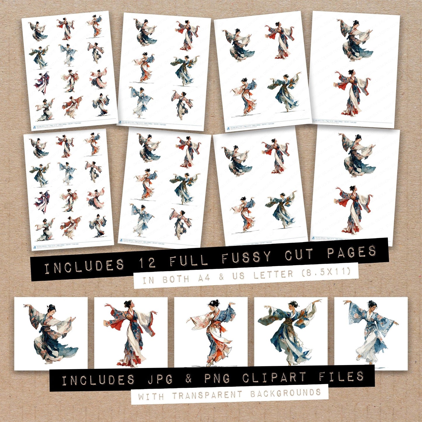 Japanese Dance Woman Fussy Cut Sheets (DDD010263)