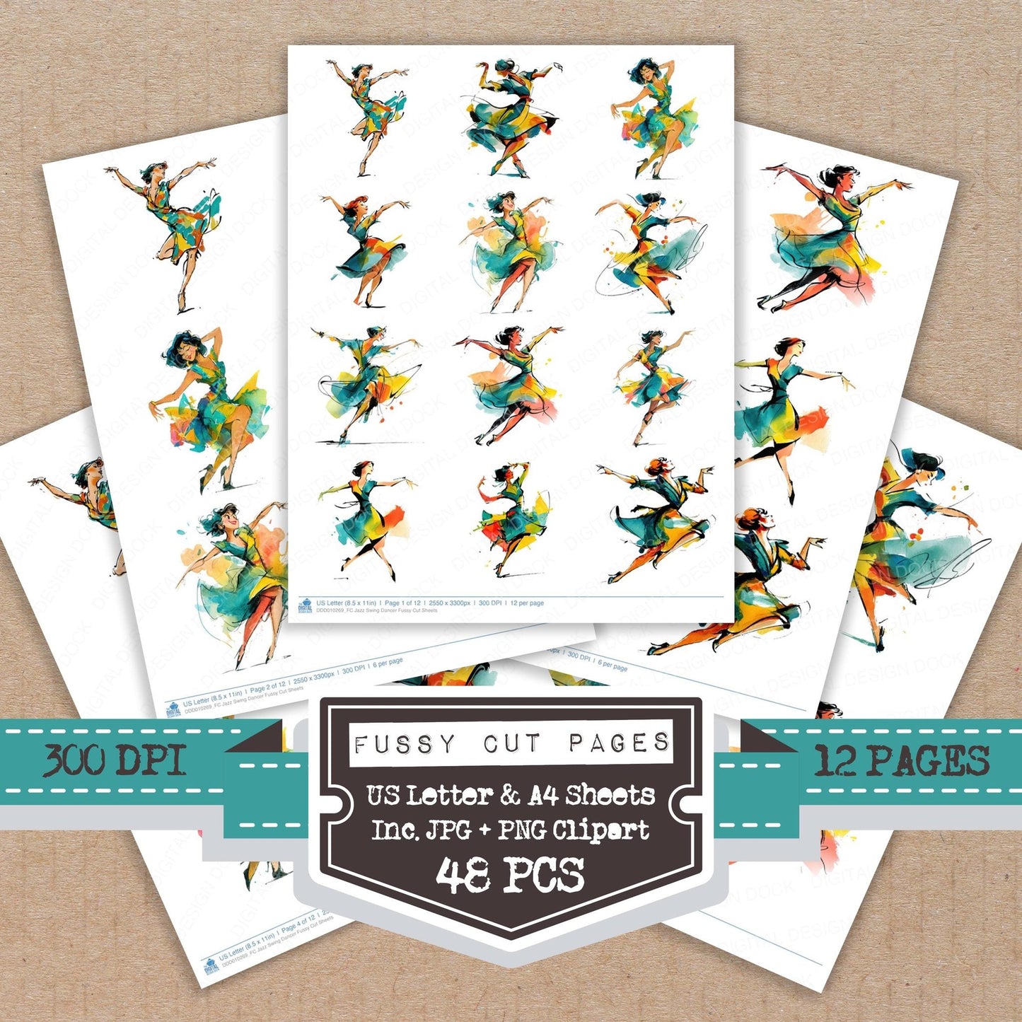 Jazz Swing Dancer Fussy Cut Sheets (DDD010269)