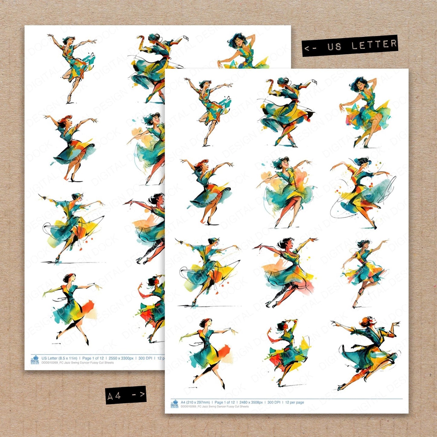 Jazz Swing Dancer Fussy Cut Sheets (DDD010269)