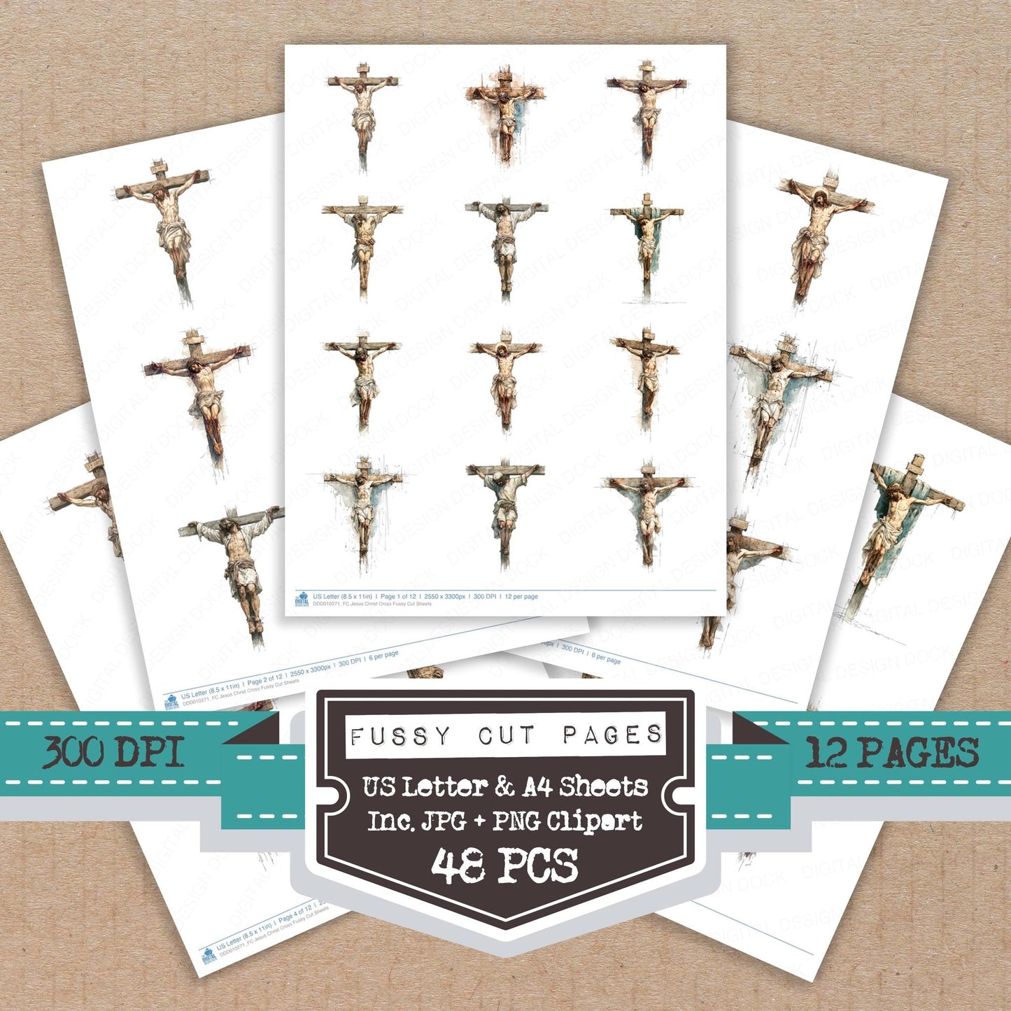 Jesus Christ Cross Fussy Cut Sheets (DDD010271)