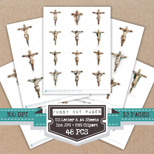 Jesus Christ Cross Fussy Cut Sheets (DDD010271)