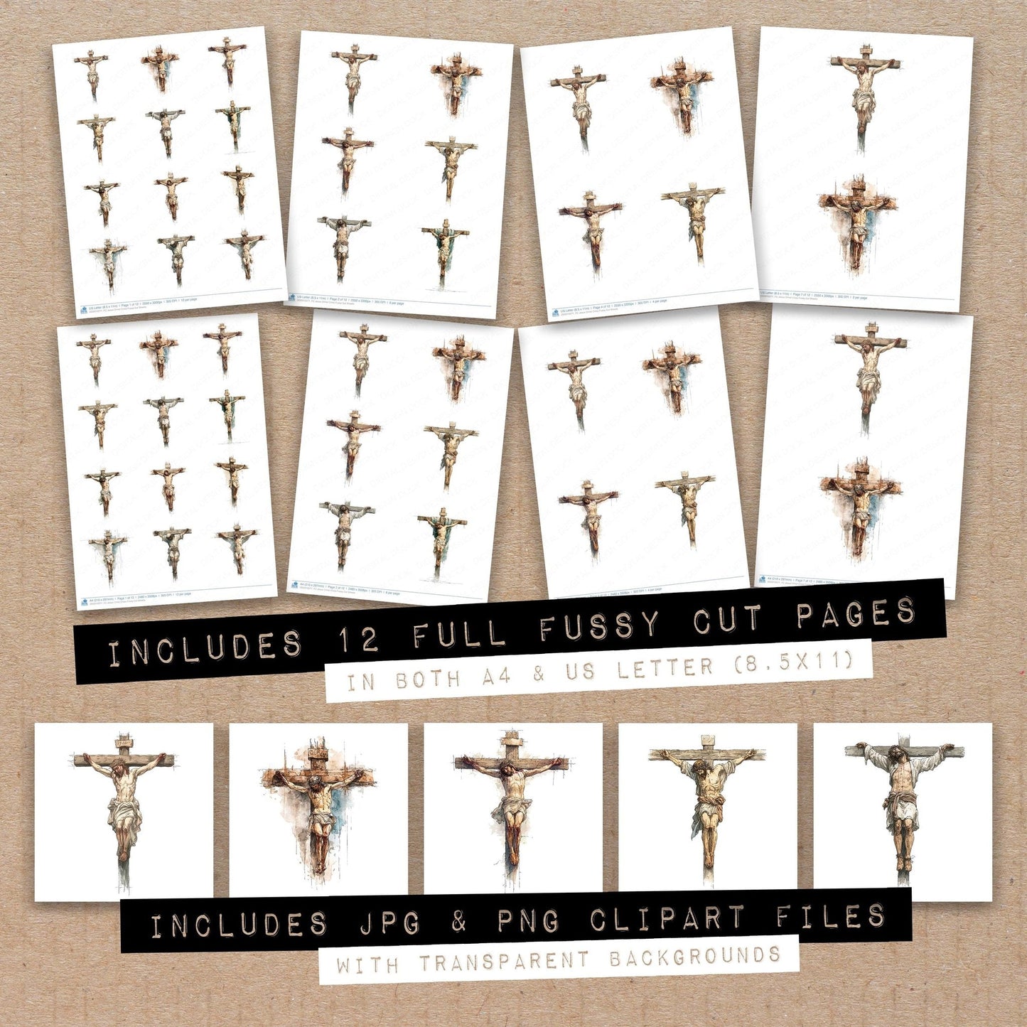 Jesus Christ Cross Fussy Cut Sheets (DDD010271)