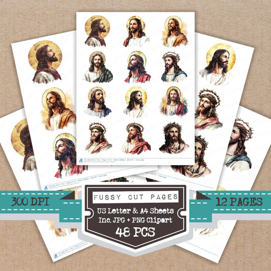 Jesus Christ Halo fussy cut printable sheets for junk journaling, scrapbooking, and paper craft projects