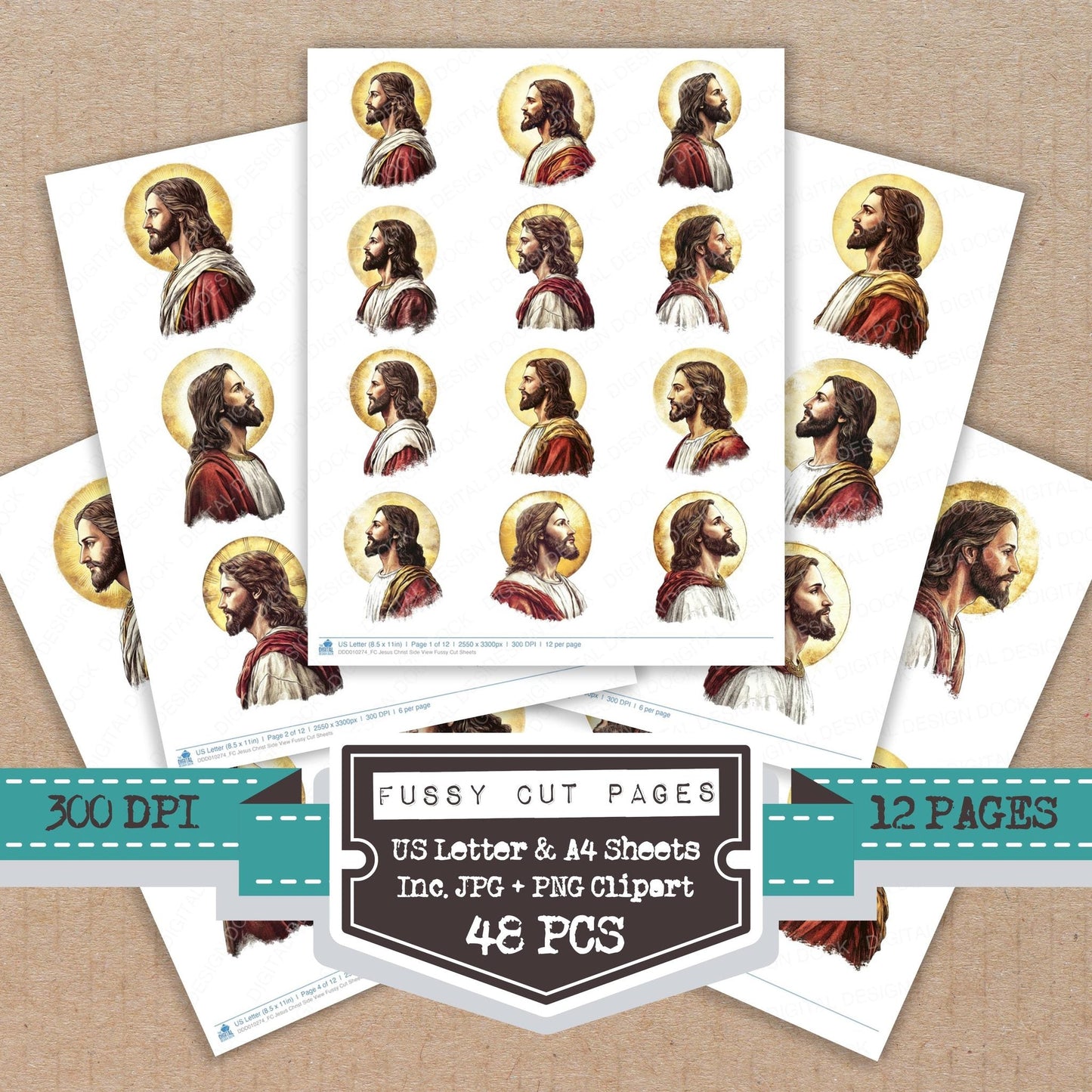Jesus Christ Side View Fussy Cut Sheets (DDD010274)
