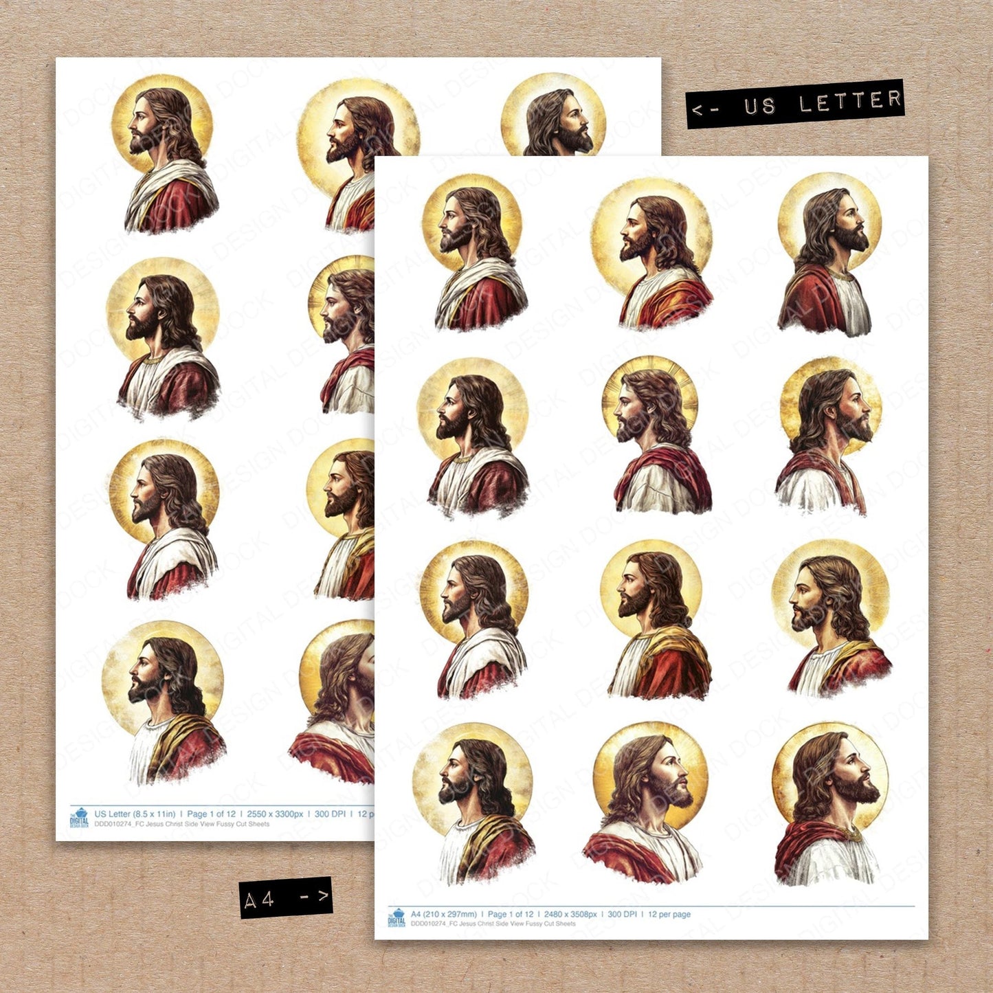 Jesus Christ Side View Fussy Cut Sheets (DDD010274)