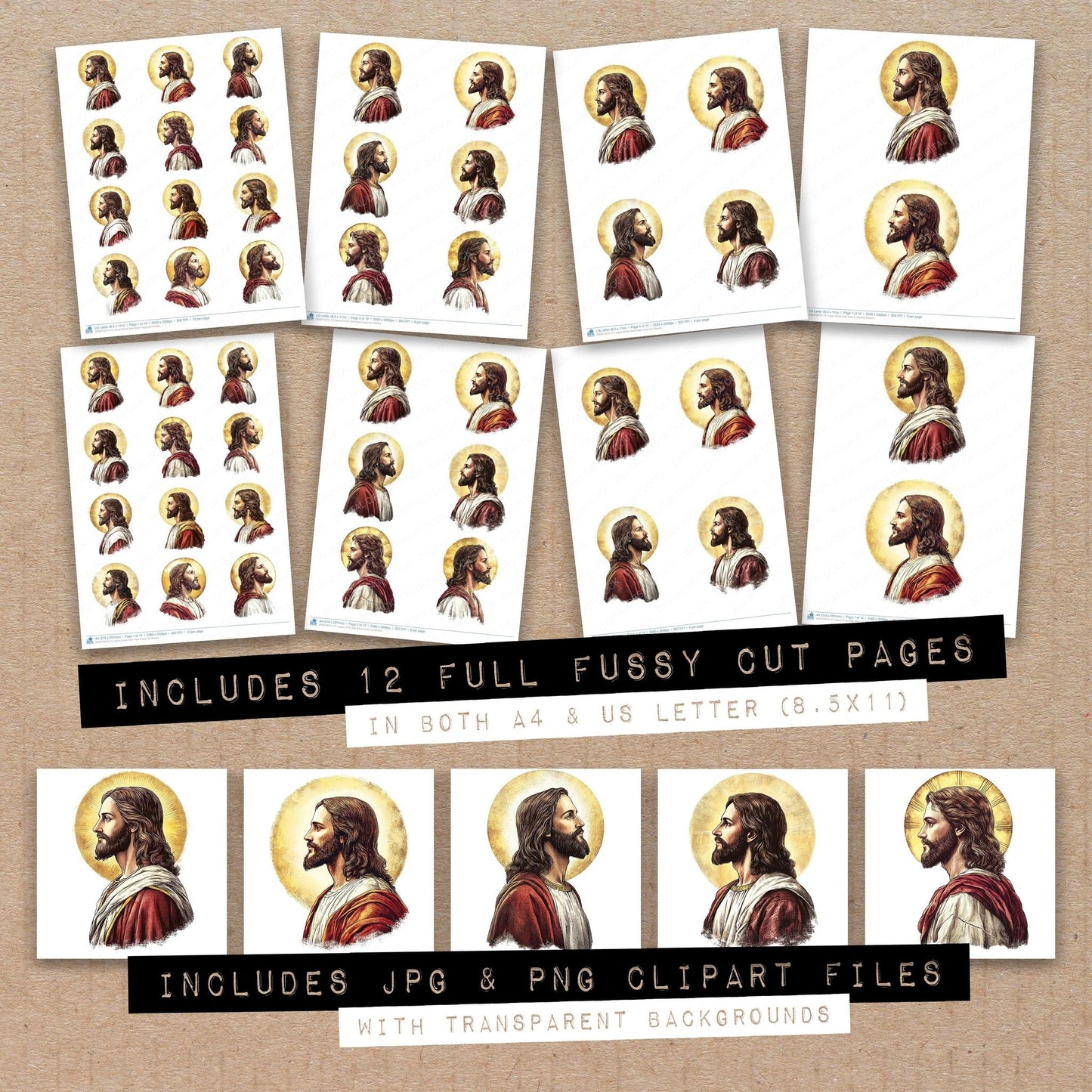 Jesus Christ Side View Fussy Cut Sheets (DDD010274)