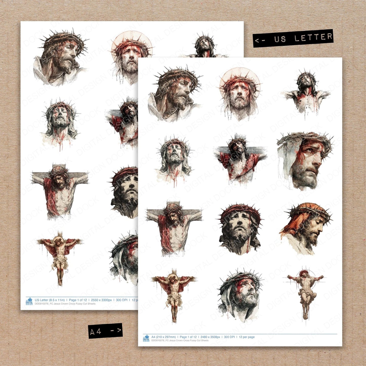 Jesus Crown Cross Fussy Cut Sheets (DDD010276)