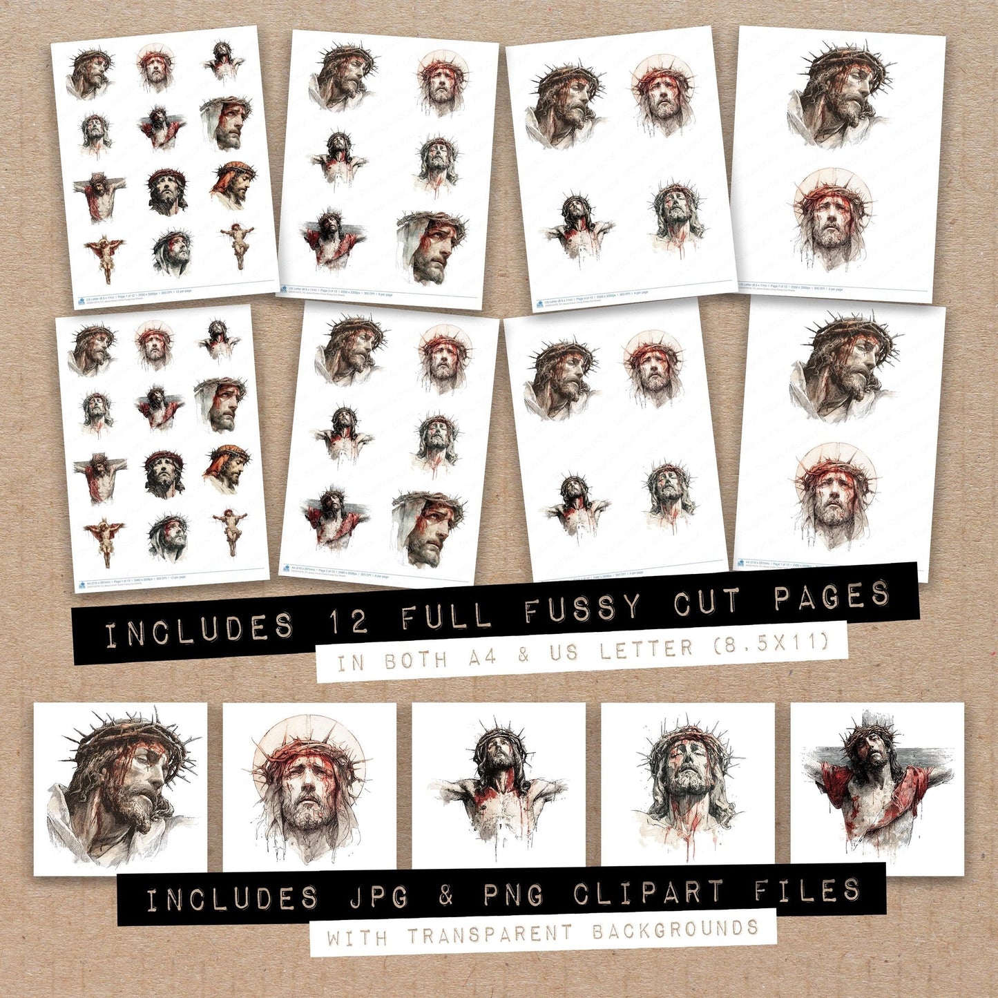 Jesus Crown Cross Fussy Cut Sheets (DDD010276)