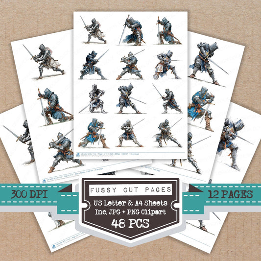 DDD010301_FC Knight Drawing Sword Fussy Cut Sheets