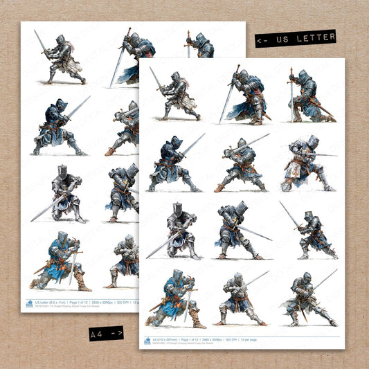 DDD010301_FC Knight Drawing Sword Fussy Cut Sheets