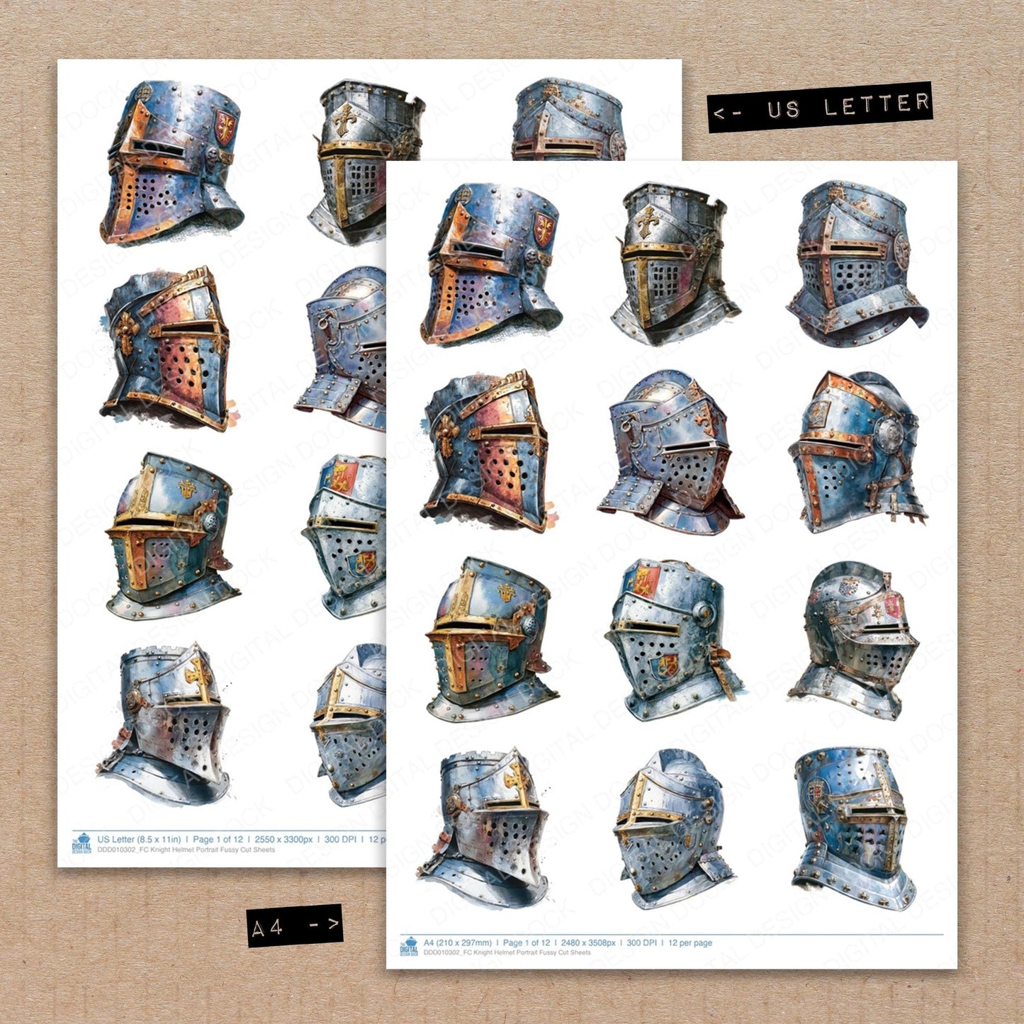 DDD010302_FC Knight Helmet Portrait Fussy Cut Sheets