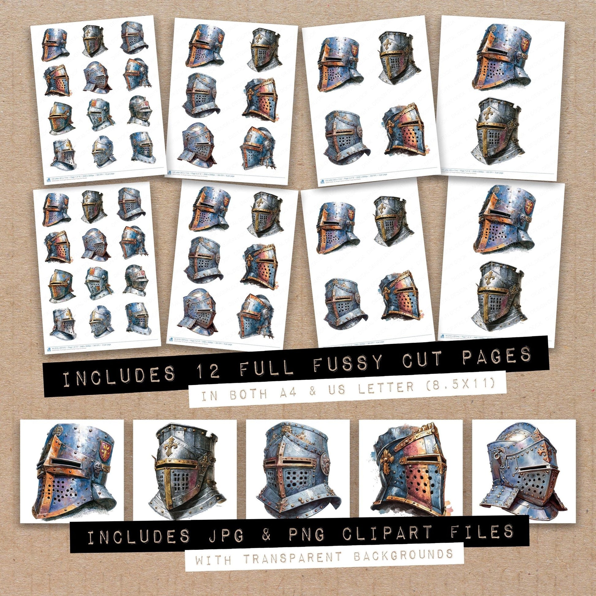 DDD010302_FC Knight Helmet Portrait Fussy Cut Sheets