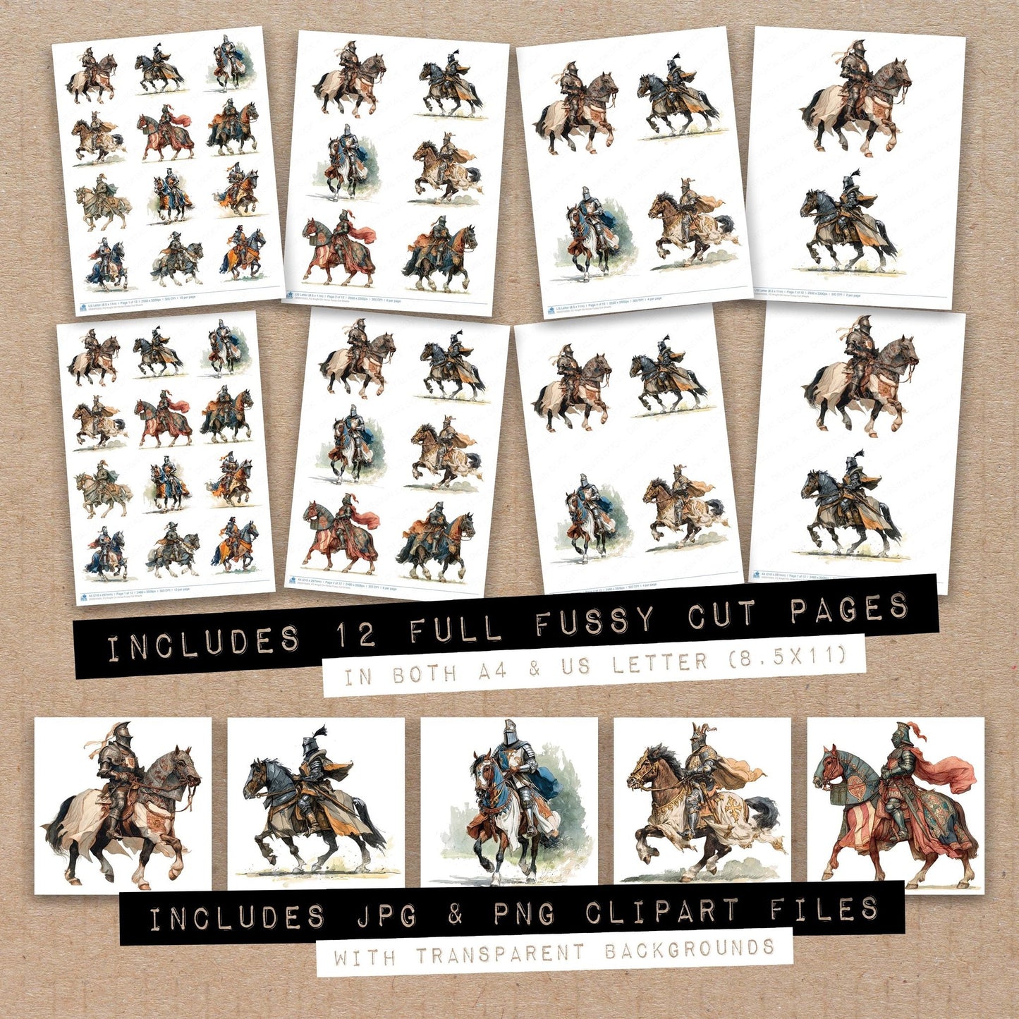 DDD010303_FC Knight On Horse Fussy Cut Sheets