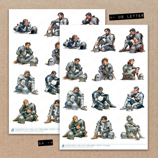 DDD010305_FC Knight Sitting with Helmet Fussy Cut Sheets