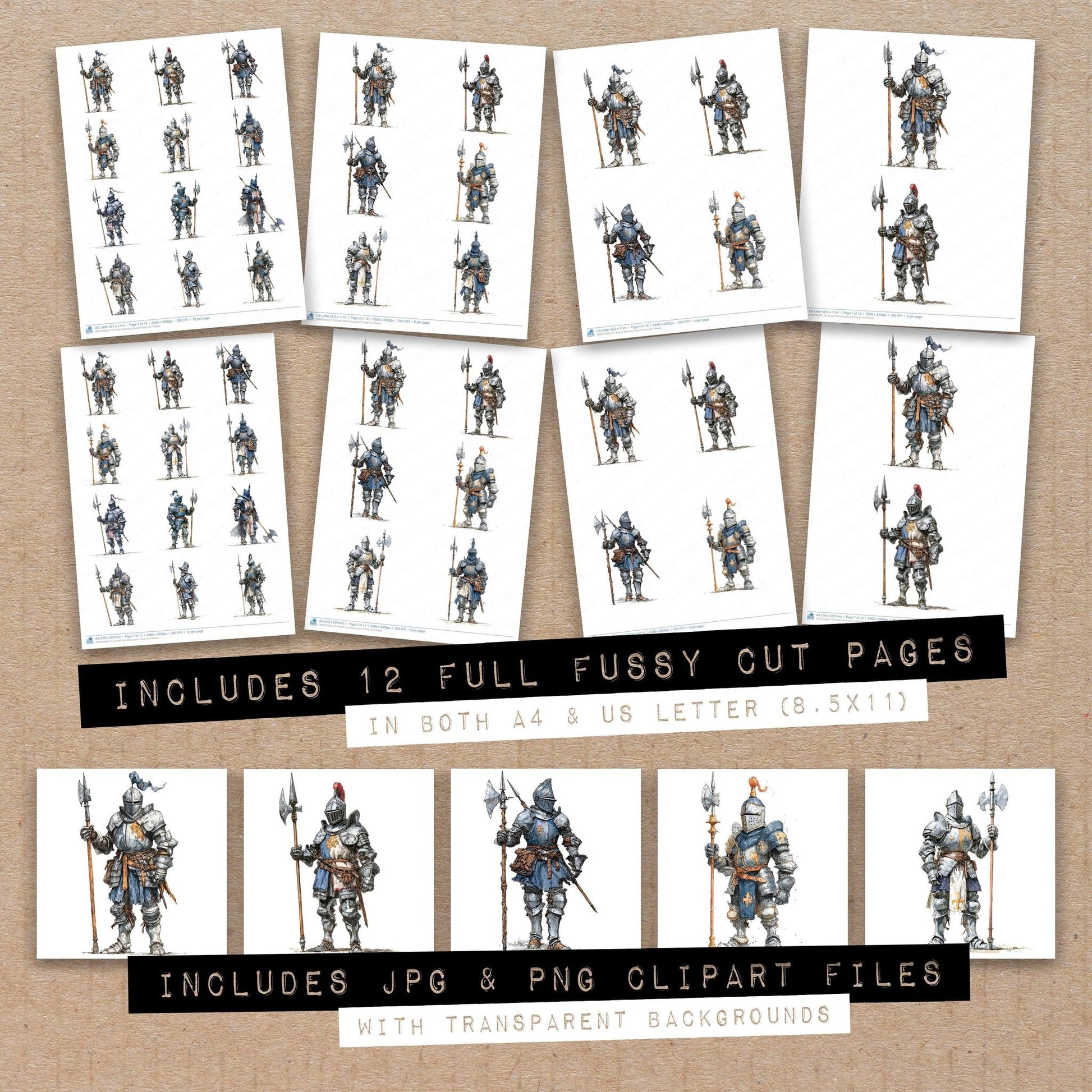 DDD010306_FC Knight Standing Guard Fussy Cut Sheets