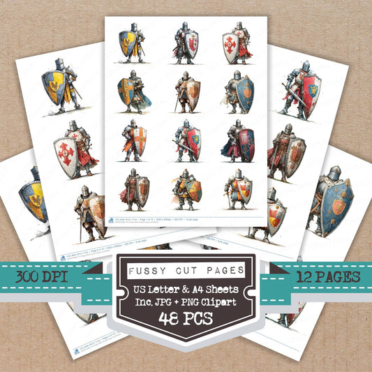 DDD010308_FC Knight With Shield Fussy Cut Sheets