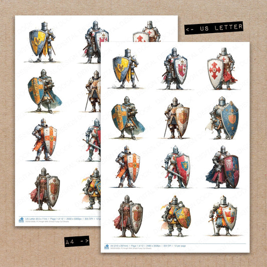 DDD010308_FC Knight With Shield Fussy Cut Sheets