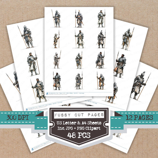 DDD010309_FC Knight With Spear Fussy Cut Sheets