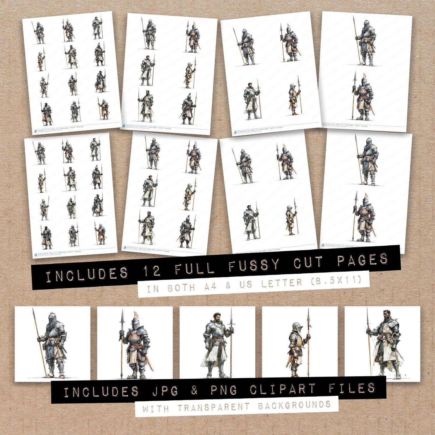 DDD010309_FC Knight With Spear Fussy Cut Sheets