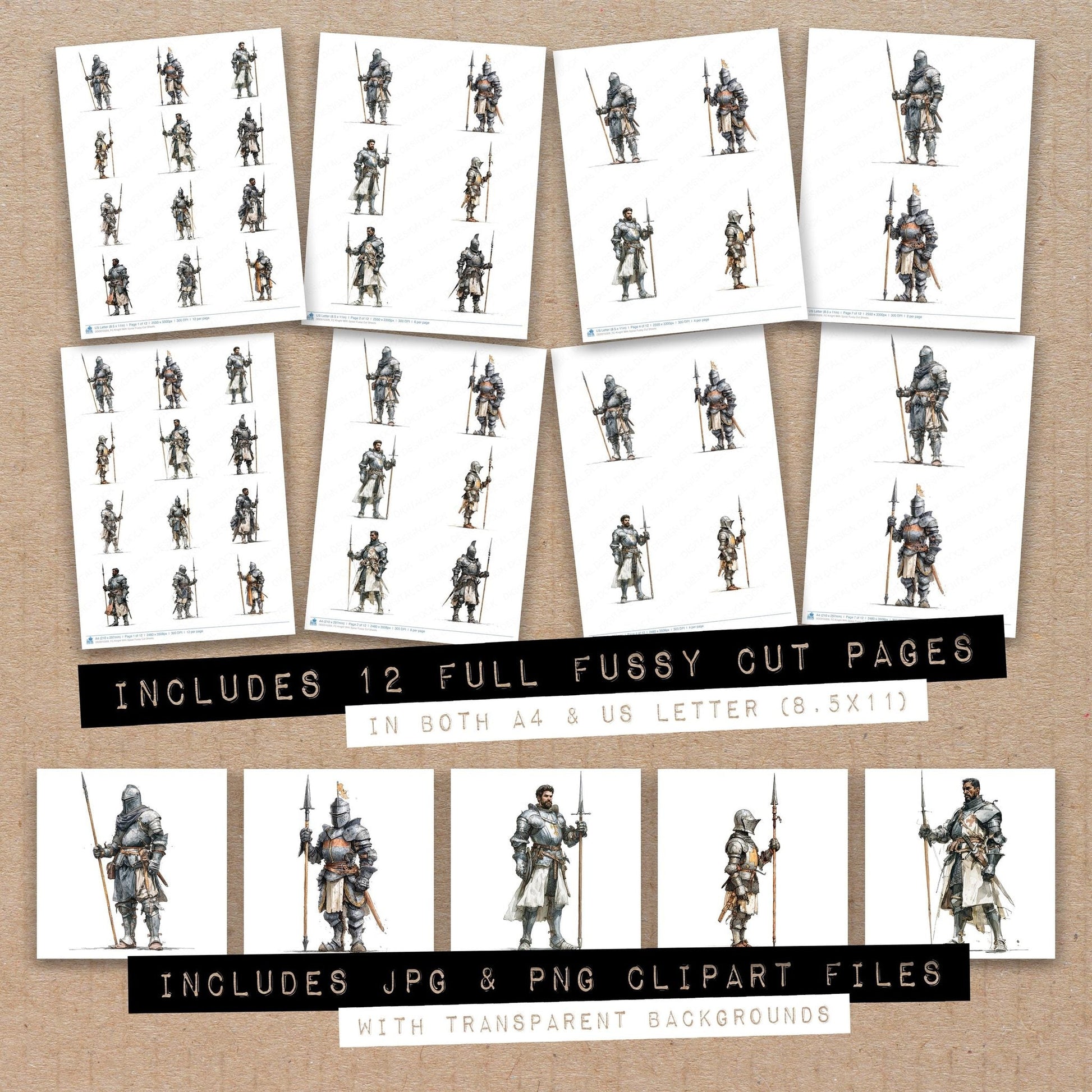 DDD010309_FC Knight With Spear Fussy Cut Sheets