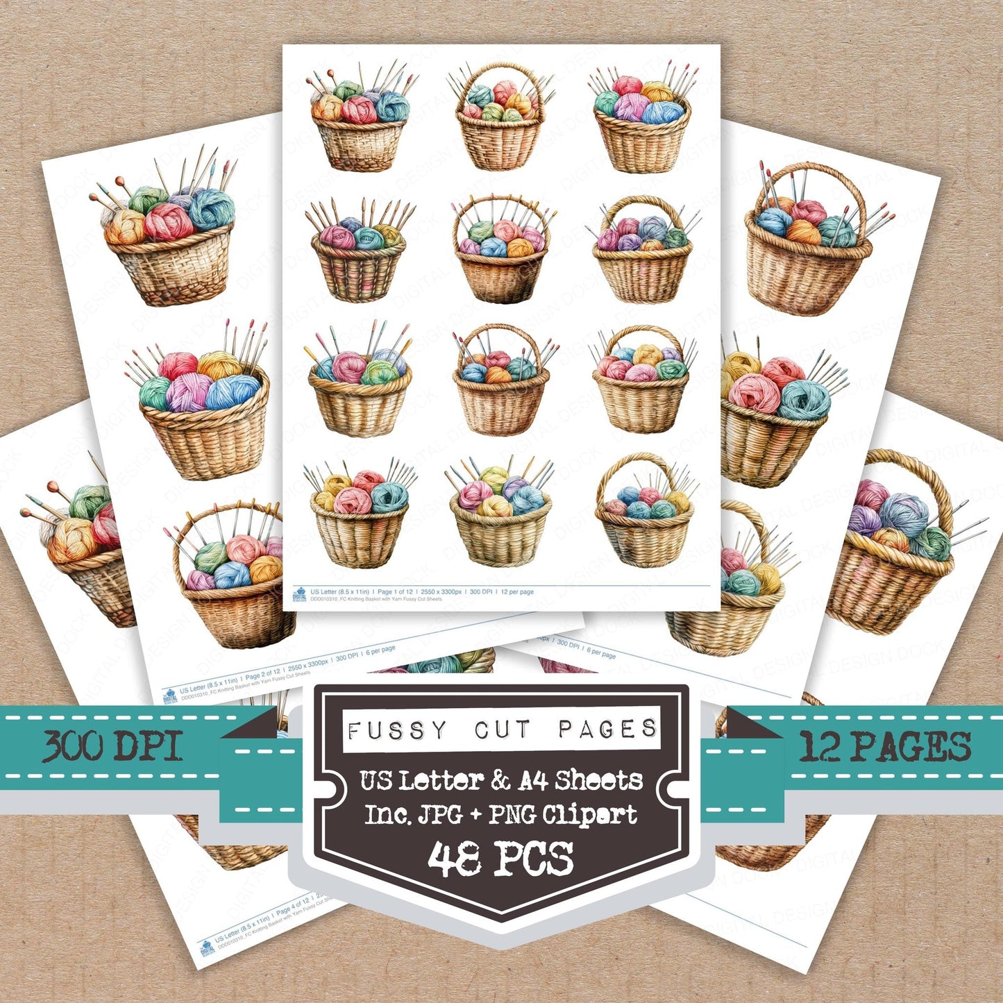 DDD010310_FC Knitting Basket with Yarn Fussy Cut Sheets