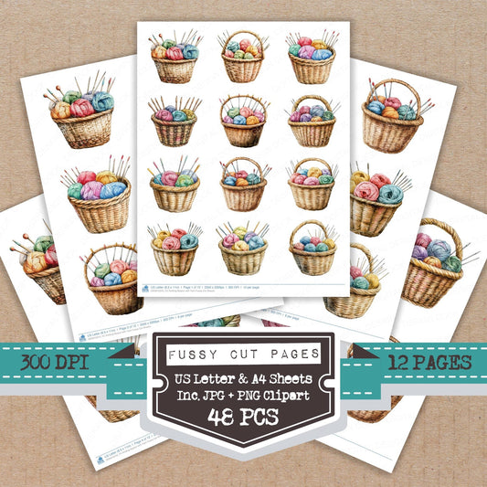 DDD010310_FC Knitting Basket with Yarn Fussy Cut Sheets