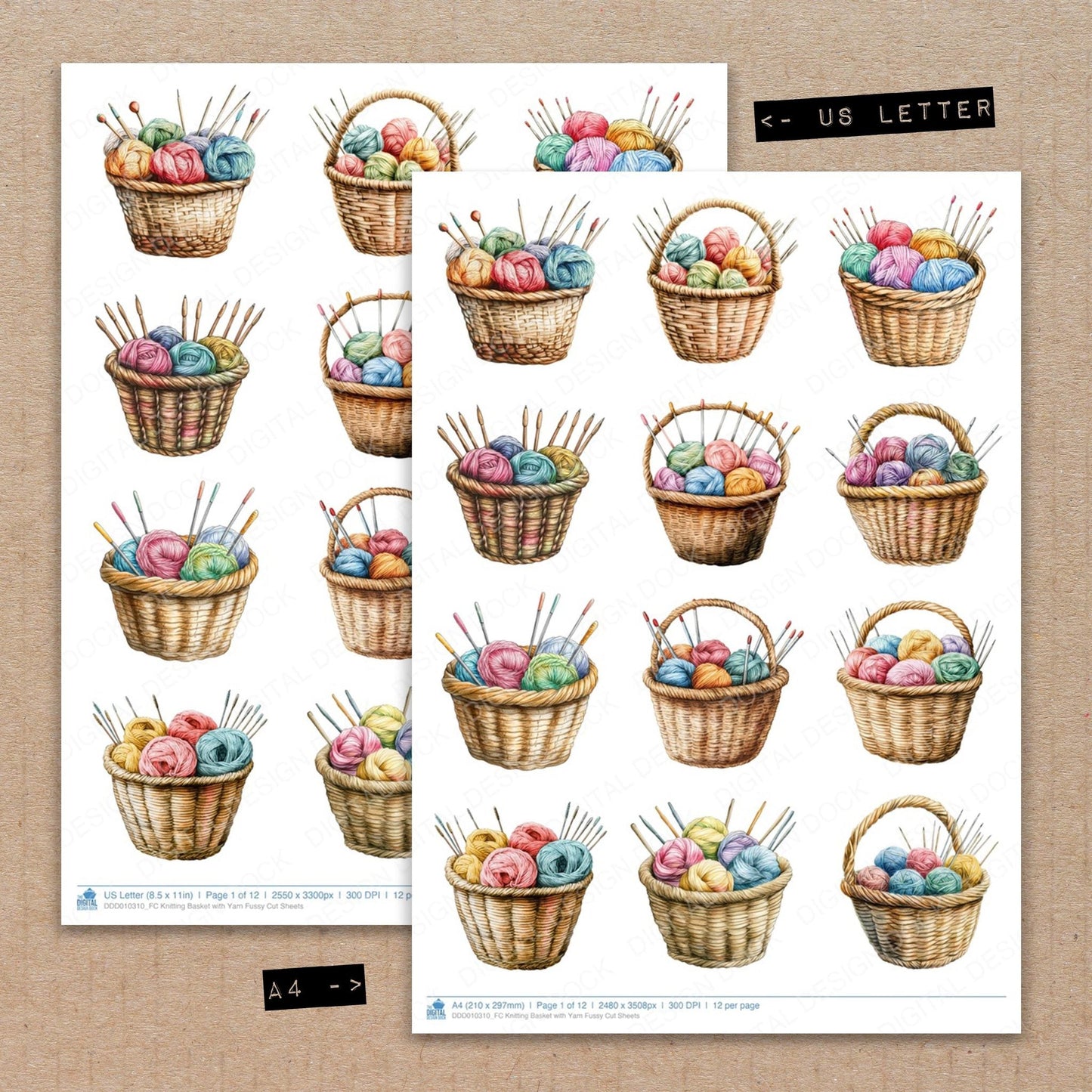 DDD010310_FC Knitting Basket with Yarn Fussy Cut Sheets