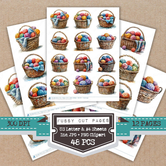 DDD010311_FC Knitting Wool Basket Fussy Cut Sheets