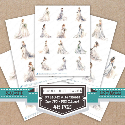 Lace Wedding Dress Bride Fussy Cut Sheets (DDD010315)