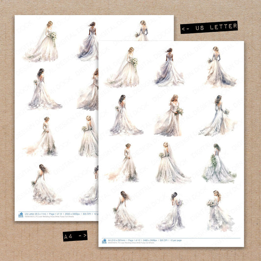 Lace Wedding Dress Bride Fussy Cut Sheets (DDD010315)