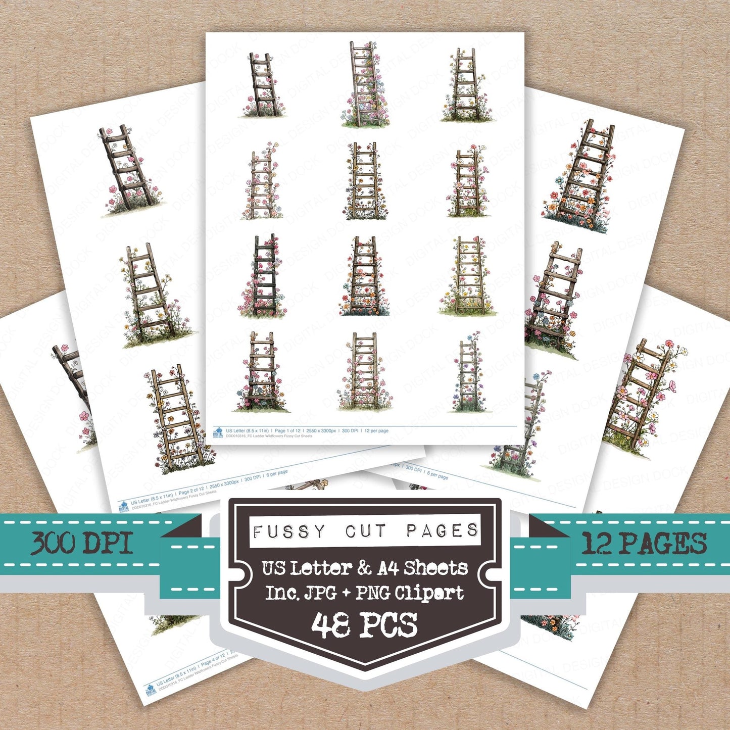 DDD010316_FC Ladder Wildflowers Fussy Cut Sheets